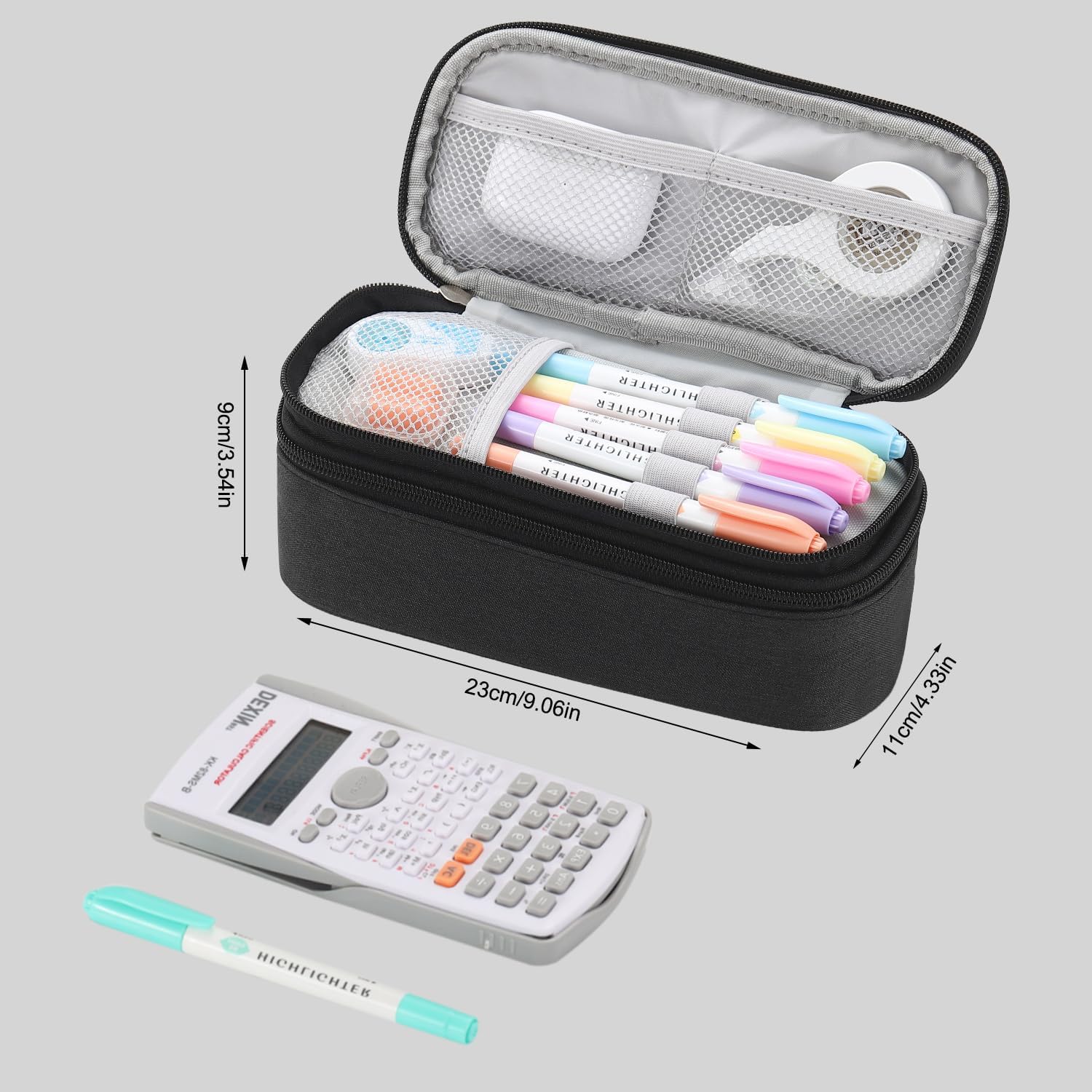 Large Pencil Case for Boys Teens Kids School Zipper Pencil Pouch Black