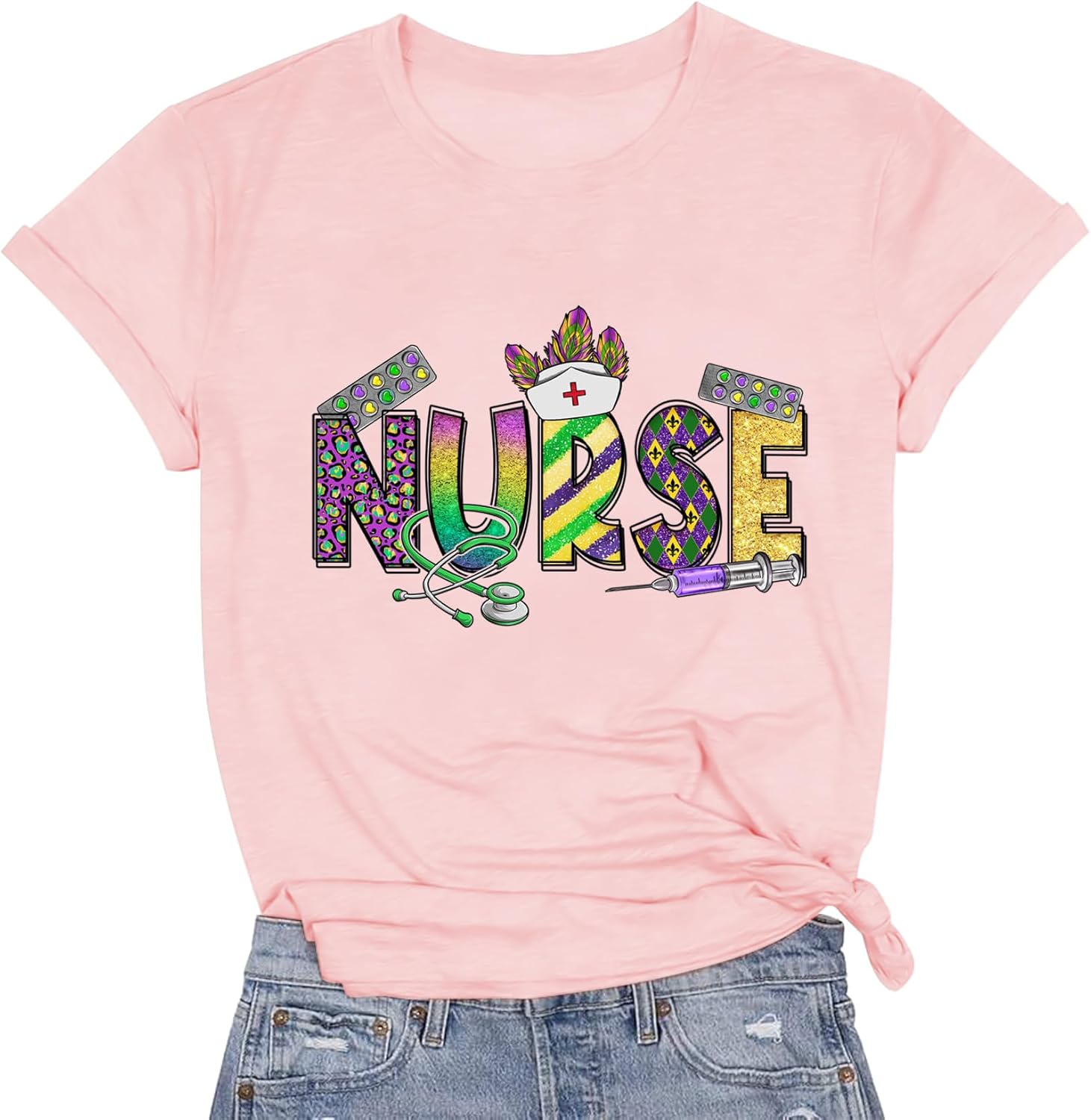 Womens Valentines Shirt -Pink Love Heart Graphic Tshirts Funny Teen Girl's Holi Vacation Casual Outfit Pink - Image 3