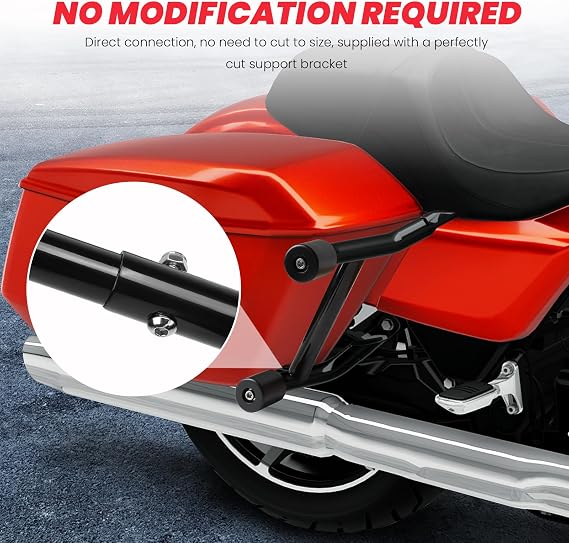 Saddlebag Guard Crash Bar for Harley Street Glide Road Glide Road King Electra Ultra Limited, 2014-2026 Tip-Over Protection Bracket with Support Rails, Heavy Gauge Steel
