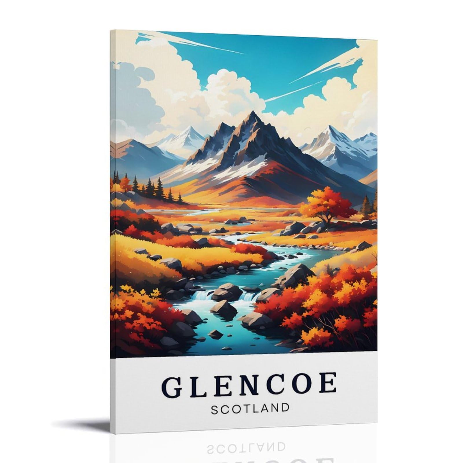 ouweri Glencoe Scotland Vintage Travel Poster Decorative Painting Canvas Wall Art Living Rooms Bedroom Painting 12x18inch(30x45cm)