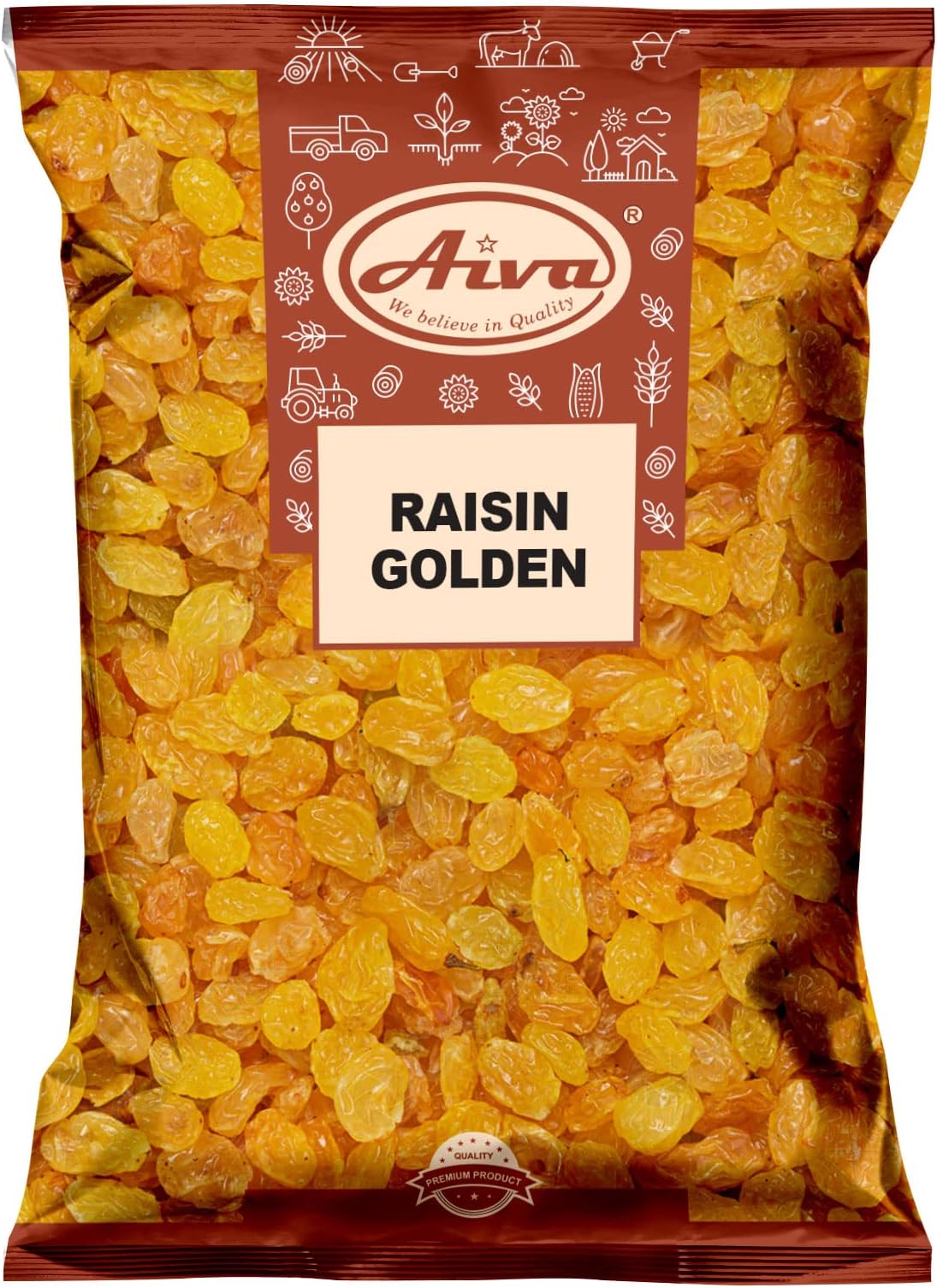 Aiva Golden California Raisins (2 LB) – Naturally Sweet Dried Fruit for Snacking, Baking, and Cooking