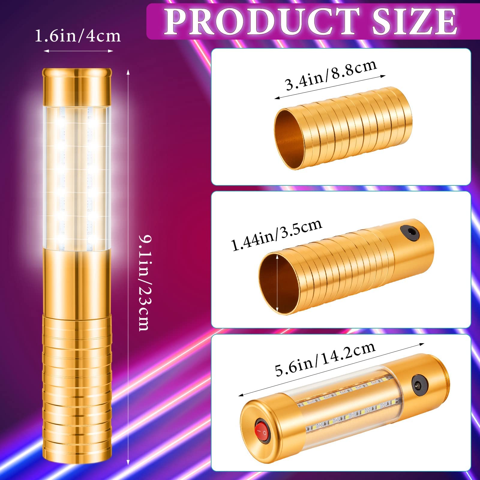 LED Strobe Baton Champagnerflasche Service Wunderkerze Wiederaufladbar Blinklicht Licht für KTV Bar Club Geburtstag Hochzeiten Partys (Golden)