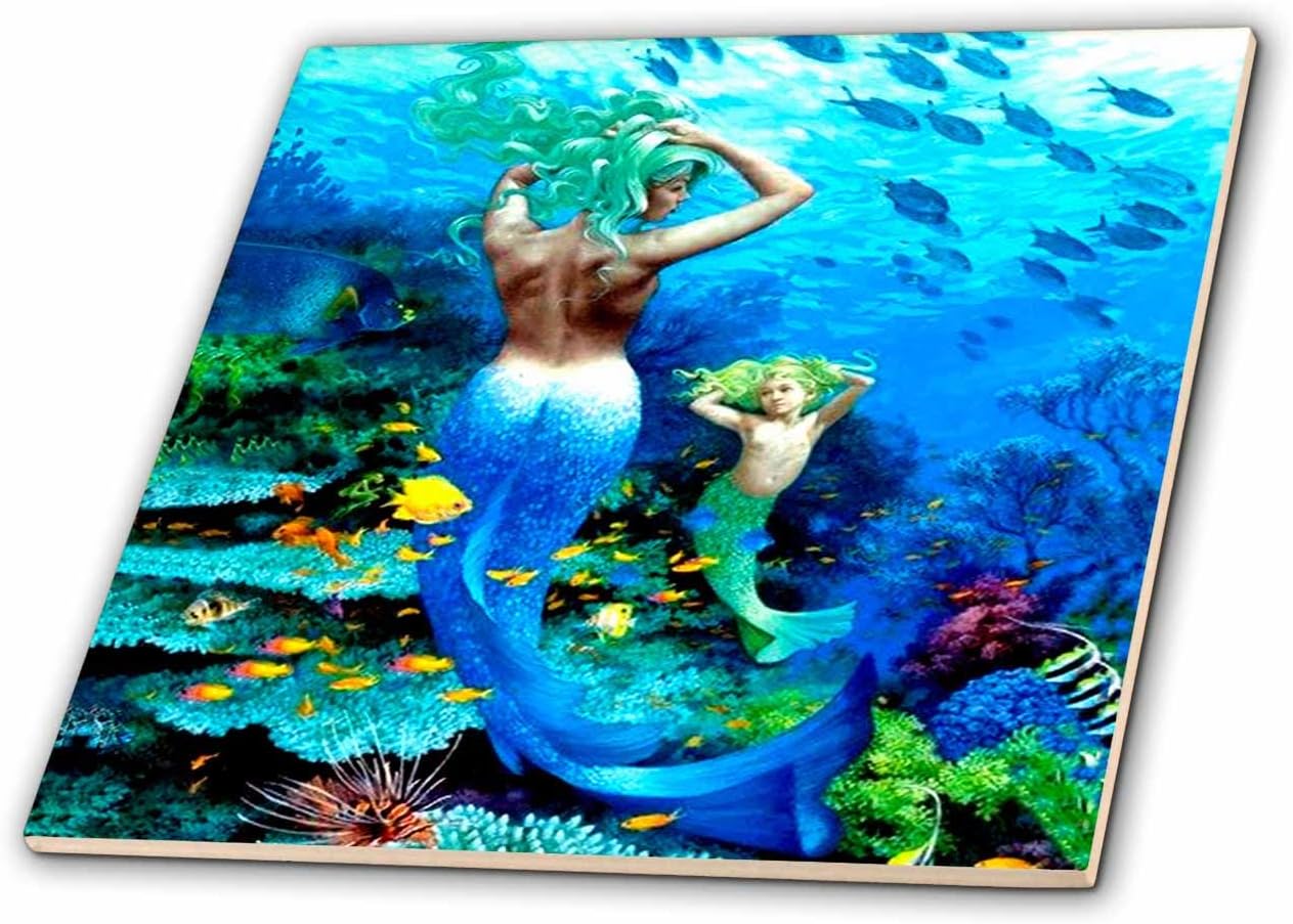 3dRose ct_839_4 Mermaid Ceramic Tile, 12-Inch