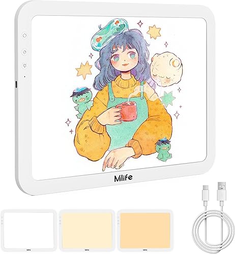 Miniatura 8 de Mlife Caja de luz para trazado, atenuación continua, 6 ajustes de brillo de hasta 8860 lúmenes, tablero de luz de dibujo inalámbrico y portátil para