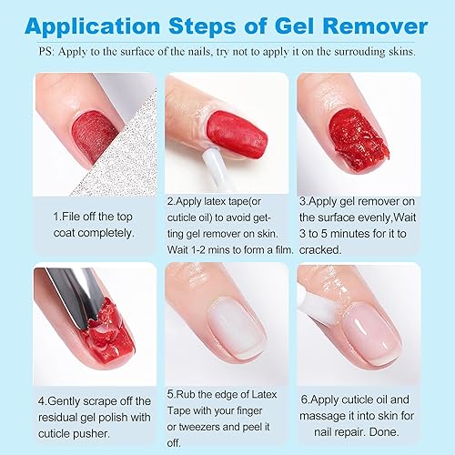 Miniatura 6 de Kit de removedor de esmalte de gel, 2 unidades de removedor de uñas de gel y cinta de látex para uñas, 3-5 minutos removedor de esmalte de gel