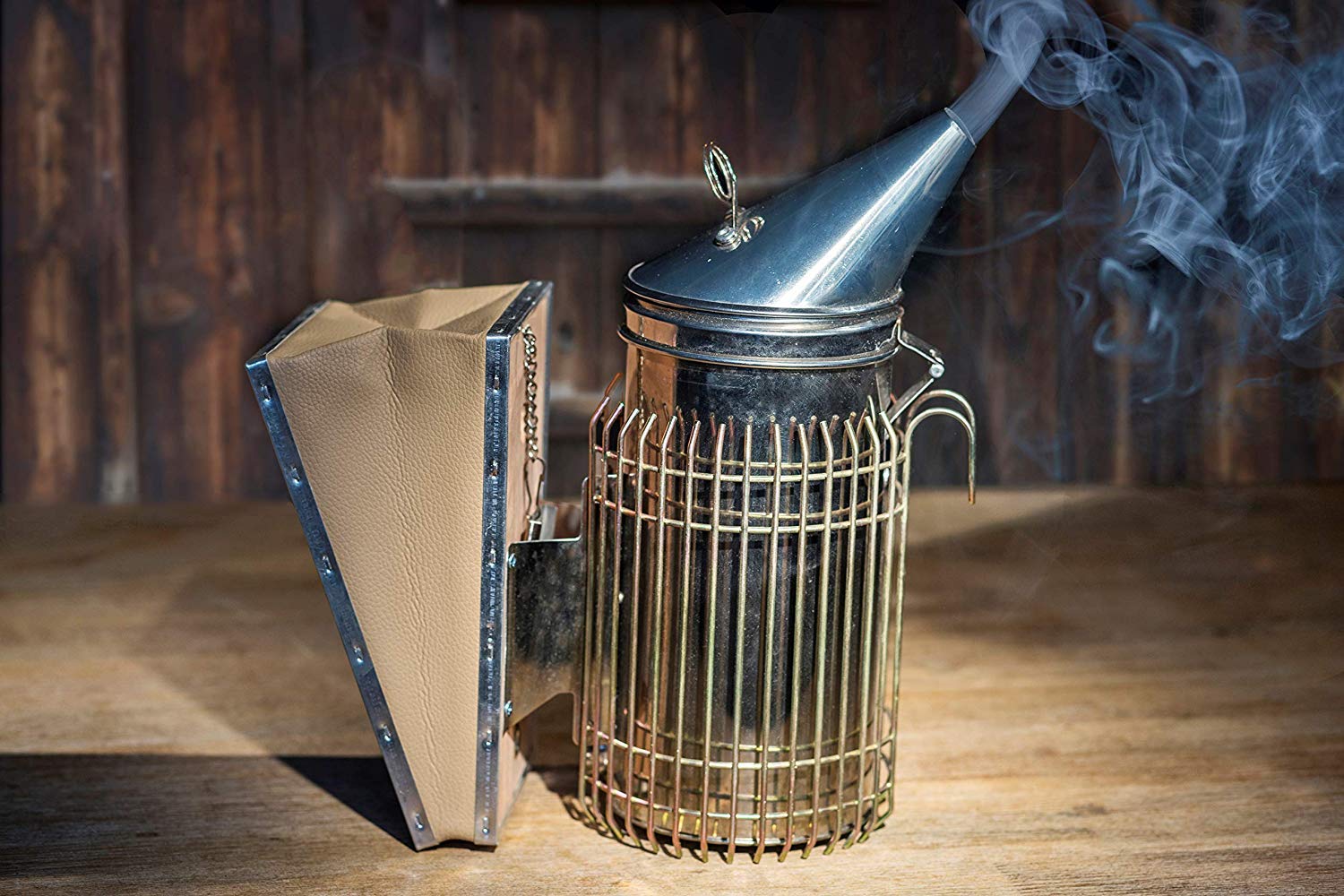 Bee Hive Smoker, Beekeeping Equipment, Heavy Duty Stainless Steel Large Size, Superior Airflow Bellow and Excellent Smoke Output for Beekeeping Farm & Ranch Stainless Steel Bee Smoker