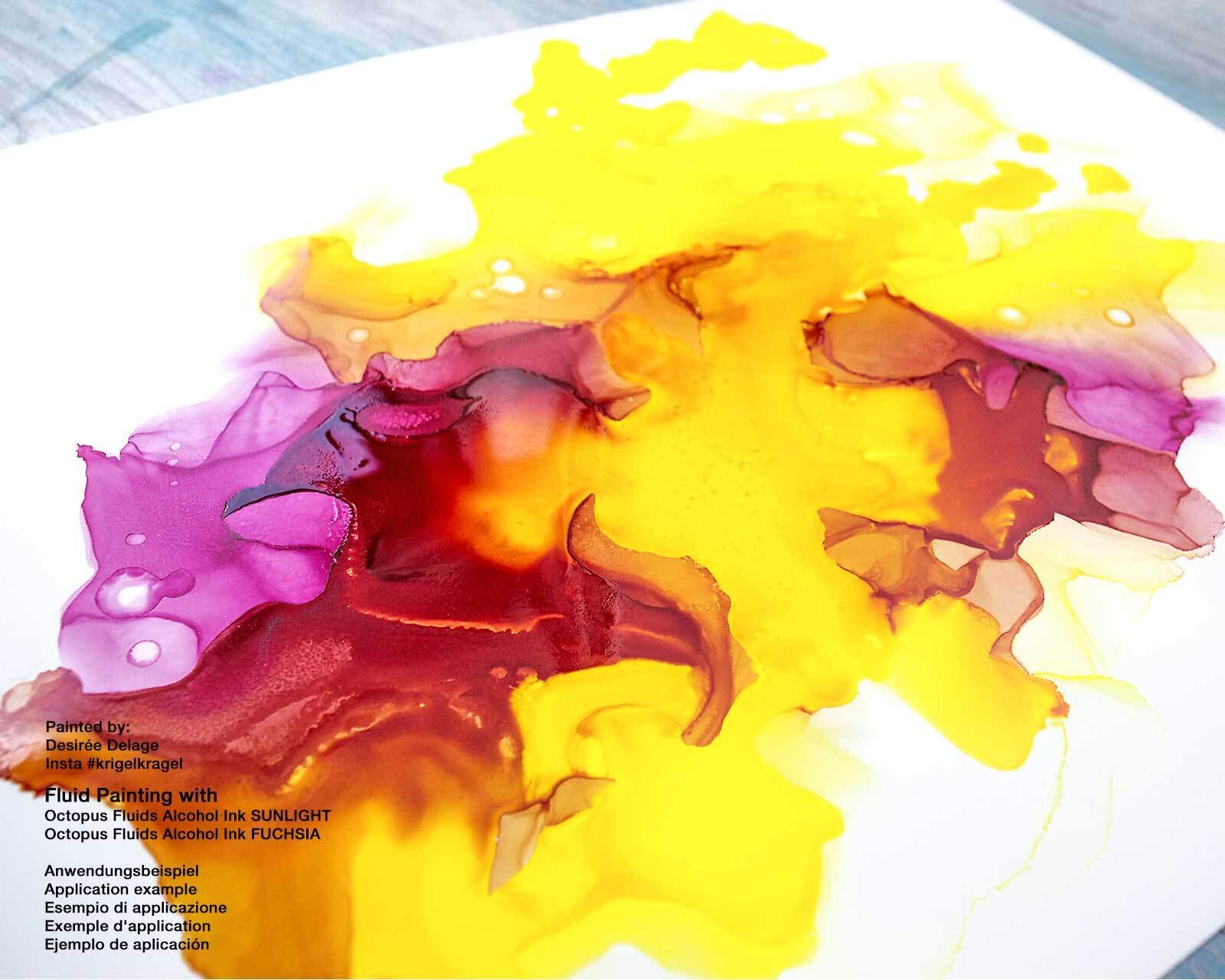 Octopus Fluids Alcohol Ink Set transparent, Alkoholtinte, 23 x 30 ml | Aufeinander abgestimmte Alkoholtinten für Alcohol Ink Art, Farbverläufe und abstrakte Effekte