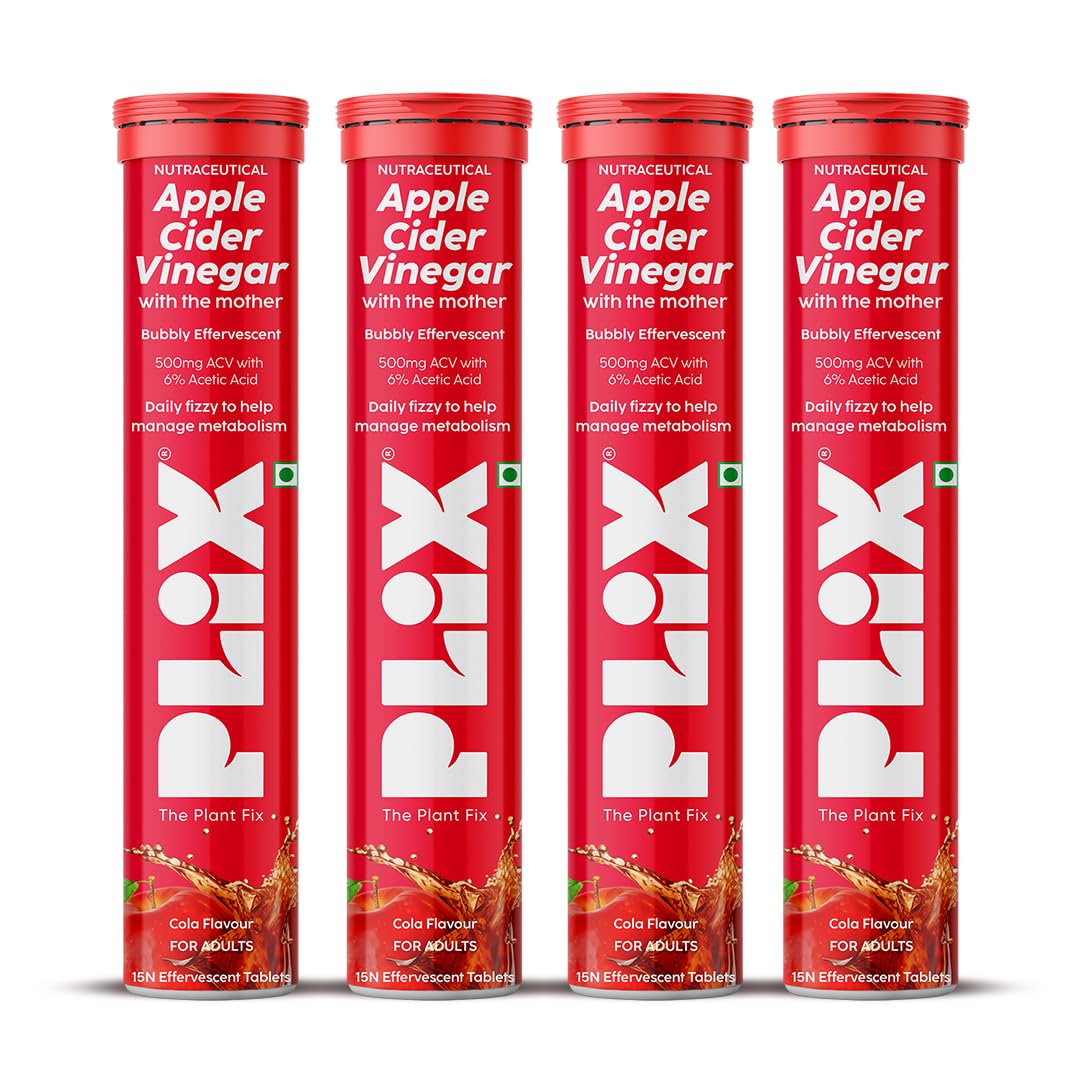 THE PLANT FIX Apple Cider Vinegar Effervescent Tablet with mother | Supports Metabolism & Appetite Control I With 500mg ACV, Vit B6 & B12 I No Maltodextrin, No Added Sugar I Pack of 4 (60 tablets)-image-5