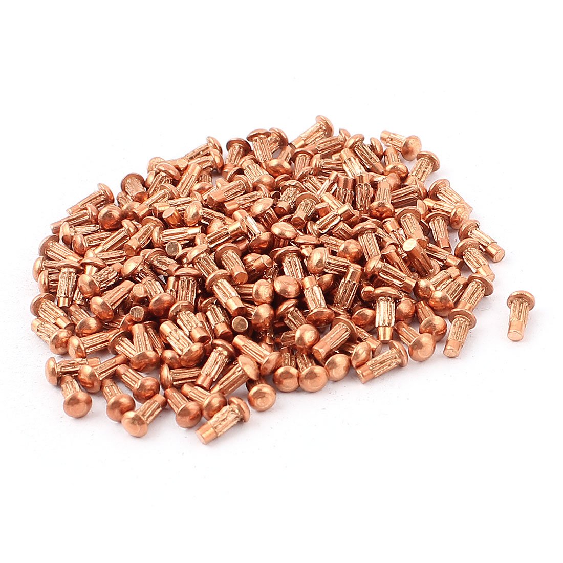 uxcell 200 Pcs 5/64" x 13/64" Copper Round Head Solid Rivets Knurled Shanks