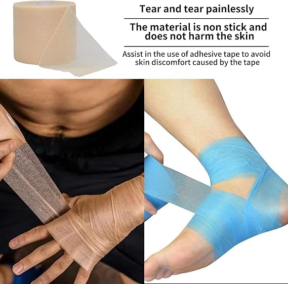 Foam Badminton Grip Tape Cushion-Anti-Slip PE Tape for Tennis & Sports Rackets,Protective Underwrap for Injury Prevention,Non-Adhesive 7cm x 27m