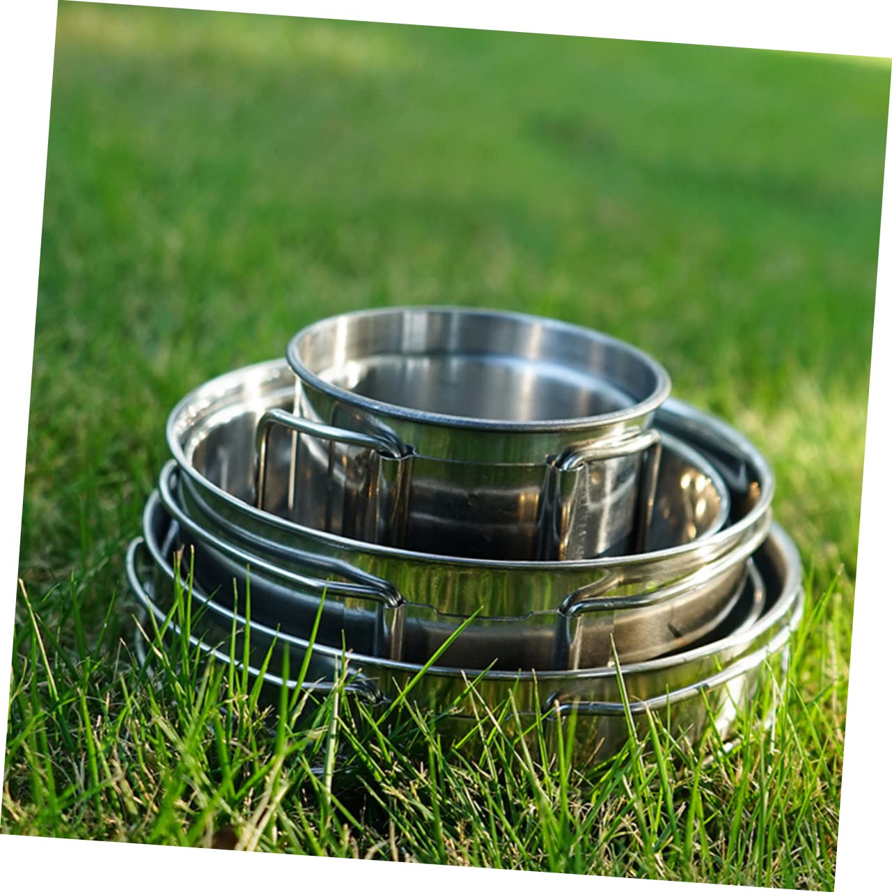 Couverts De Camping Portables en Acier Inoxydable Bol Assiette Tasse Pliables pour La Randonnée