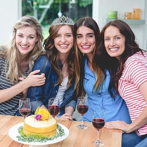 Miniatura 5 de CIEHER Corona de cumpleaños, banda de reina de cumpleaños y tiara de diamantes de imitación para mujeres y niñas, tiaras y coronas para mujeres