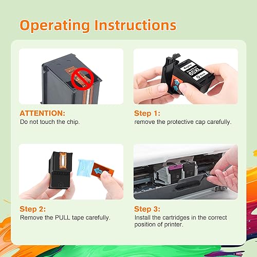 Miniatura 7 de 65XL Ink Cartridges Replacement for HP 65XL Ink Cartridge Combo Pack Work for HP DeskJet 3755 3772 3752 3700 2655 2622 2600 Envy 5000 5055 5052 2600