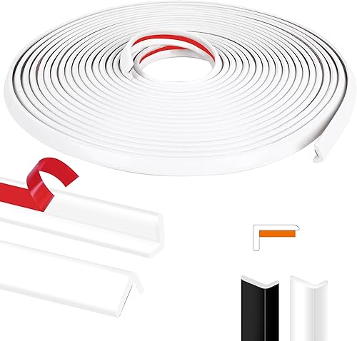 Kikerike Moldura de borde para azulejos en forma de L de 25 pies para despegar y pegar, moldura de vinilo para bordes exteriores de baño, ducha,