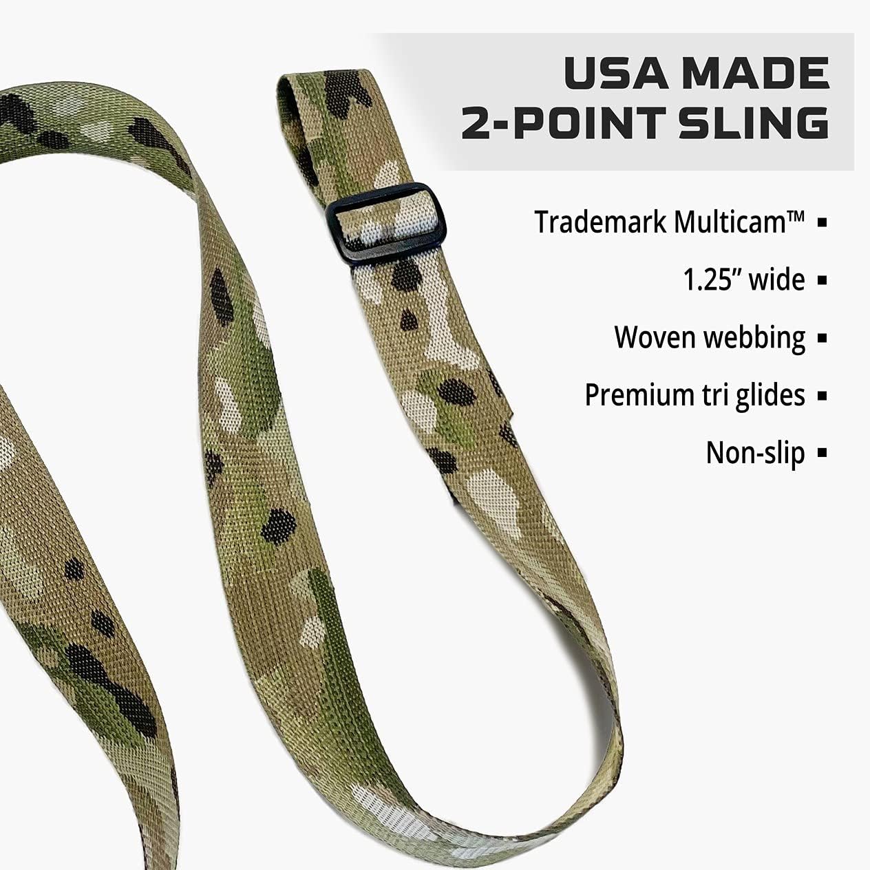 Brash Tactical 2 Point Gun Sling (USA Made) - Traditional 1.25" Webbing Rifle Sling for Hunting and Outdoor Sports | Multicam : Sports & Outdoors
