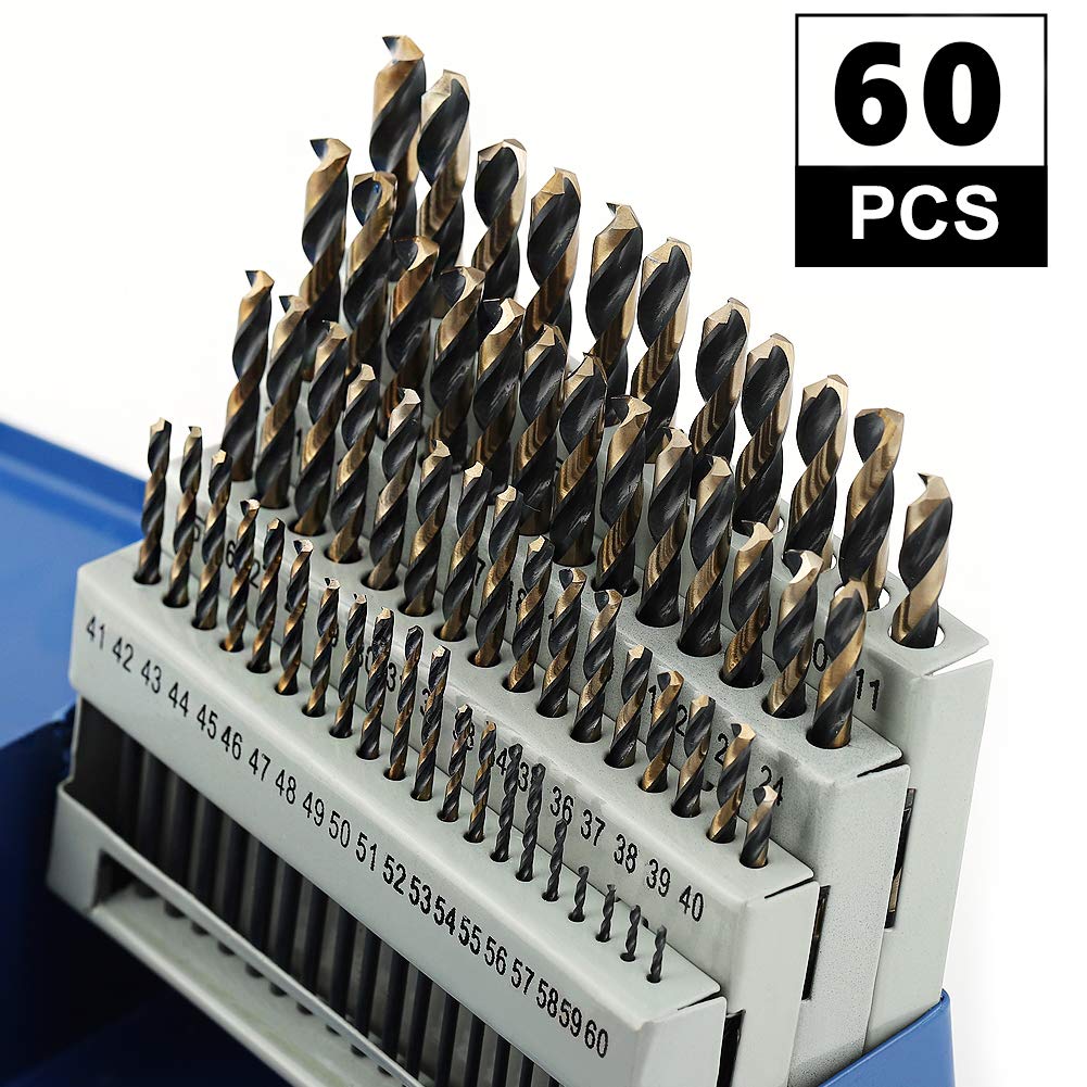 Buy COMOWARENumber Size Drill Bit Set 60pcs Jobber Length Drill Bits