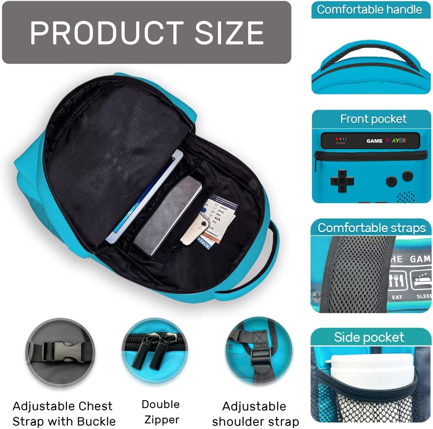 School Backpack for Boys Gamer Boys Backpack for Kids Children Teens Elementary Middle School Students Bookbag Ages 6-18 Video Game Bookbag Travel Back Pack