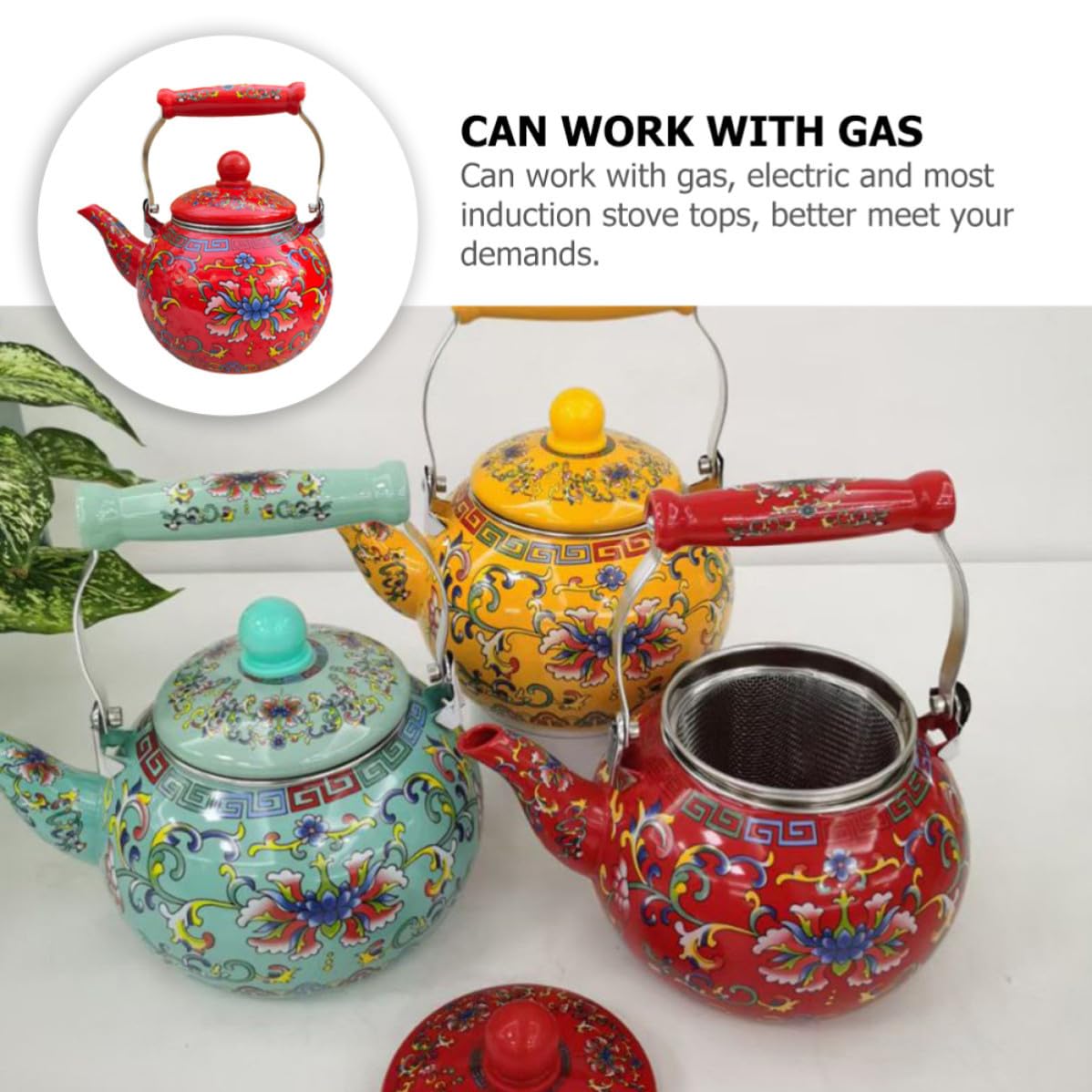 Hervidor de Agua Esmaltado de Cocina 2,2 L Rojo Filtro