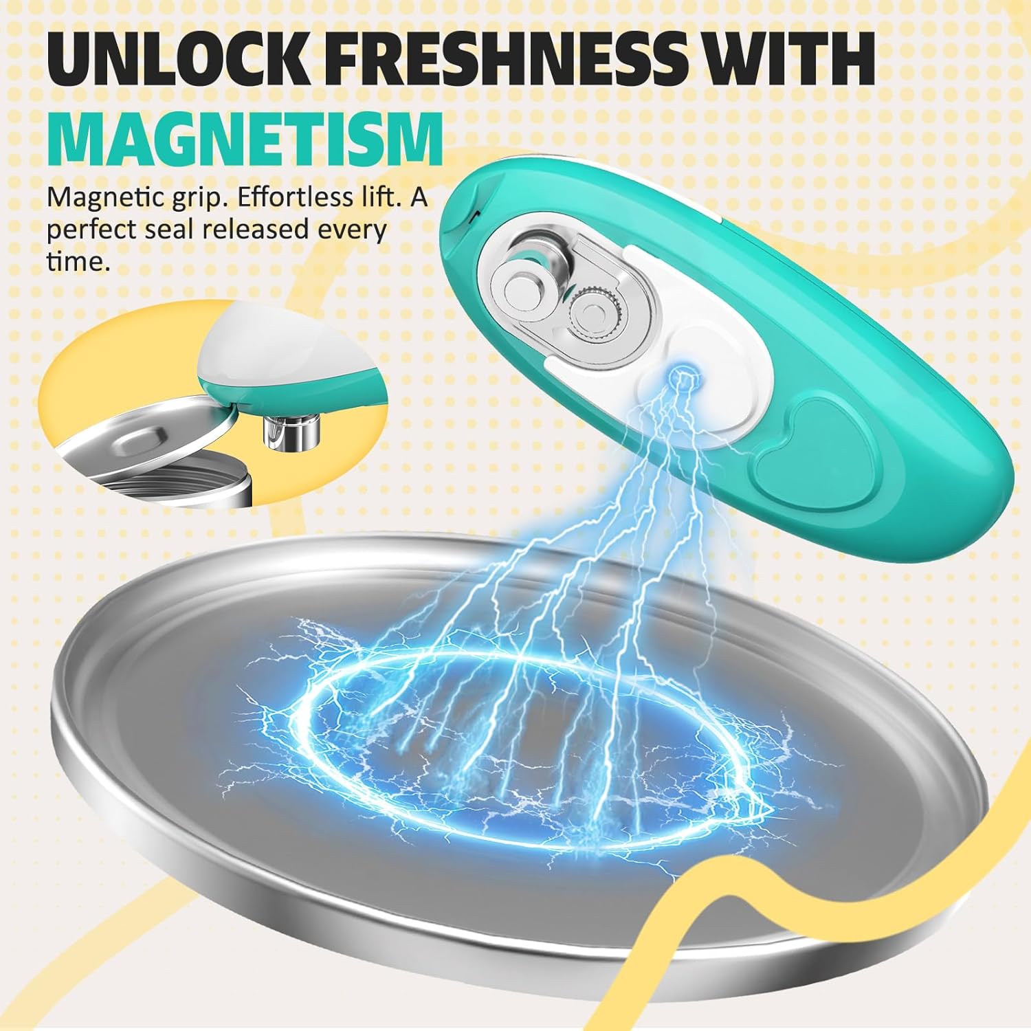Handsfree One Touch Electric Can Opener, Smooth Edge Automatic Can Opener Fits All Can Sizes, Handheld Battery Operated Easy and Safe Kitchen Gadget for Seniors with Arthritis