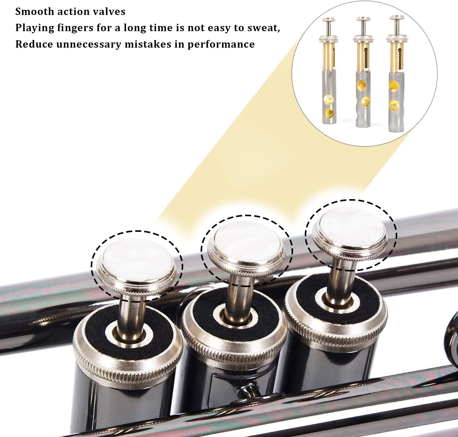 EASTROCK Trumpet Standard Brass Bb Black Nickel Trumpet Instrument with Carrying Case,Trumpet Stand,Gloves, 7C Mouthpiece and Cleaning Kit for Student Beginner : Musical Instruments