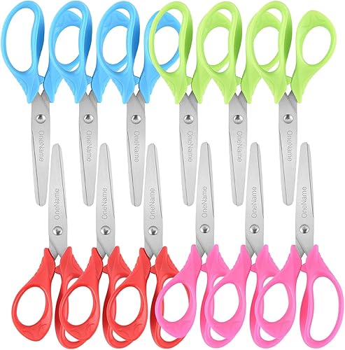 Miniatura 10 de Tijeras para niños, tijeras de seguridad pequeñas para niños, asas de agarre cómodo, tijeras afiladas y romas para estudiantes, para suministros