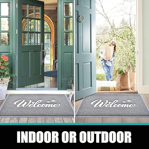 Miniatura 5 de T.HENV Tapete de bienvenida, tapete antideslizante resistente para exteriores e interiores, para puerta delantera, felpudos exteriores para entrada
