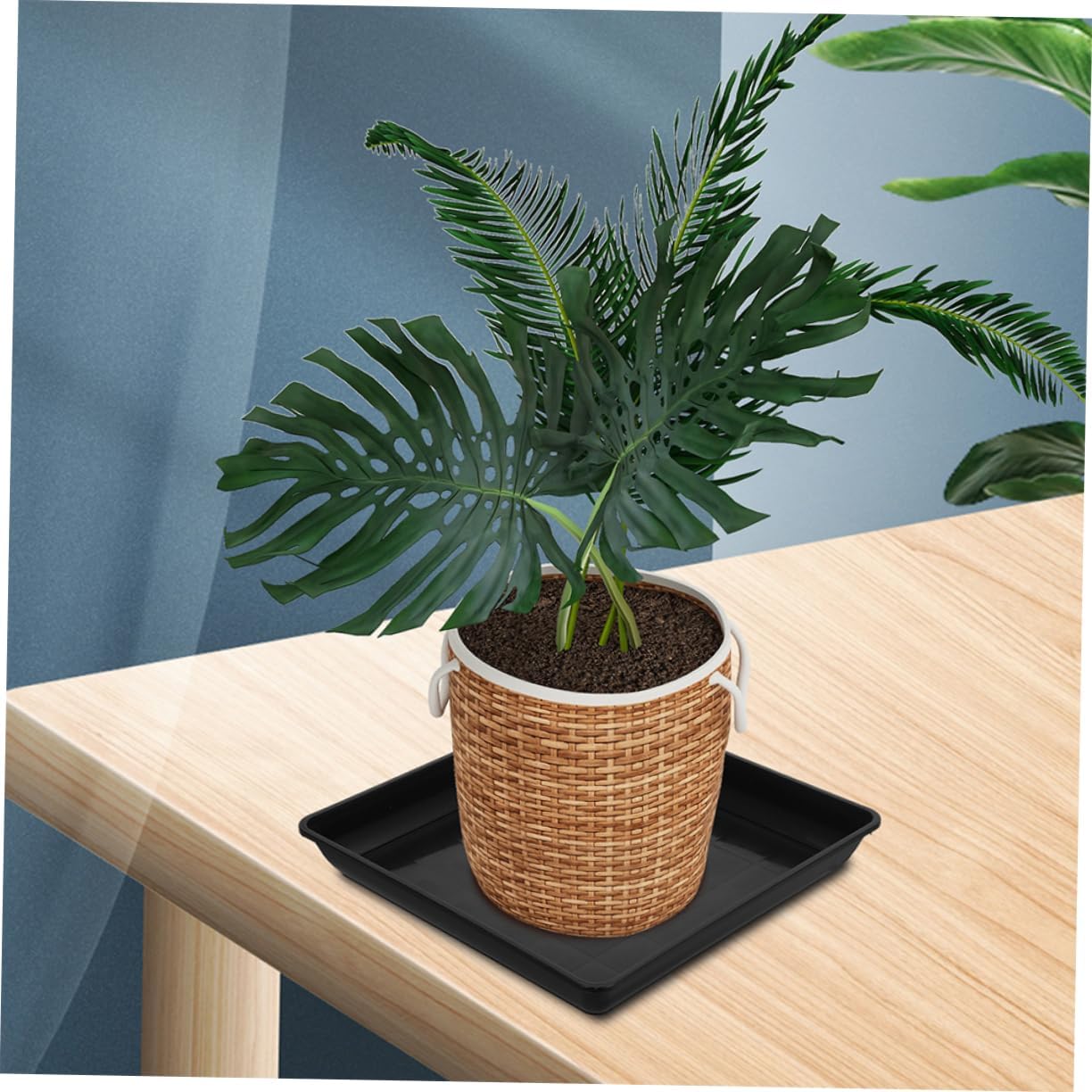 3pcs Rectangle Plant Saucer Drip Tray for Use Plastic Flower Pot Base Design Suitable for Planters