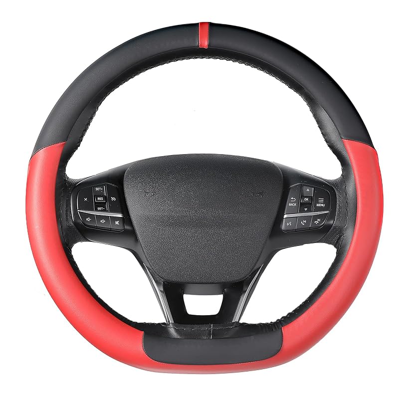 Capa para Volante D de Base Plana 37–39 cm SEG Direct Preta e Vermelha