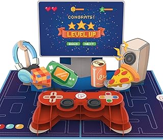 papercrush® Carte pop up « Level Up » - Carte d'anniversaire 3D amusante, Carte cadeau pour joueurs (garçons, petit ami), Bon cadeau anniversaire homme pour console de jeux et accessoires de jeu et PC
