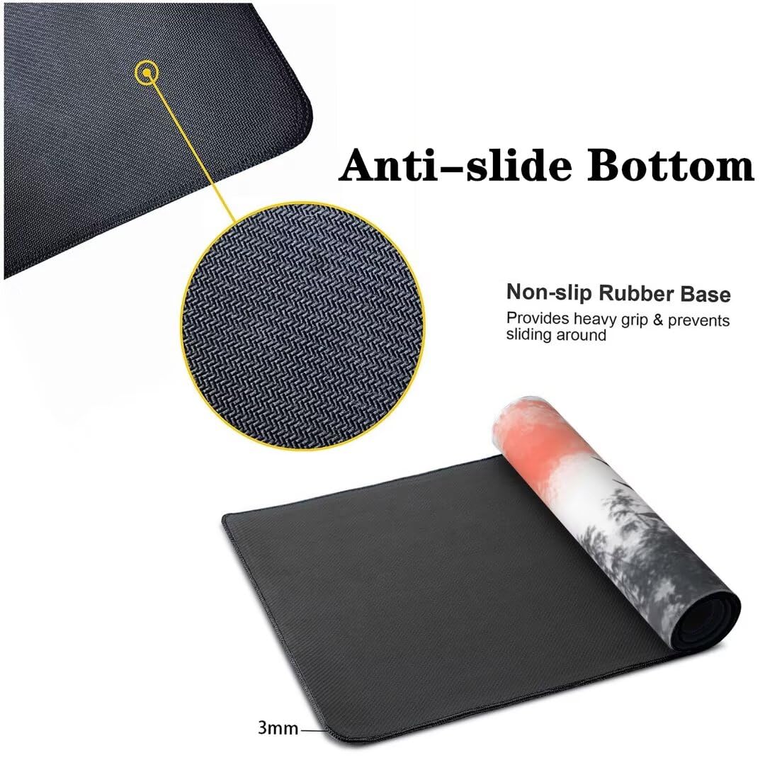 Tapis de Souris Bambou Forêt Tapis de Souris XXL, Extra Grand Tapis Souris Gamer XXL Tapis de Souris Gaming Mouse Pad avec Base Atidérapante pour Maison/Bureau/Gamer (1000 x 500 x 3 mm, Paysage)