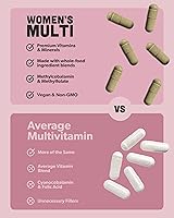 Vista 4 de Multivitamínico para mujeres – Multivitamínico diario para mujeres – Complejo B metilado con ingredientes alimenticios integrales, vitamina B12