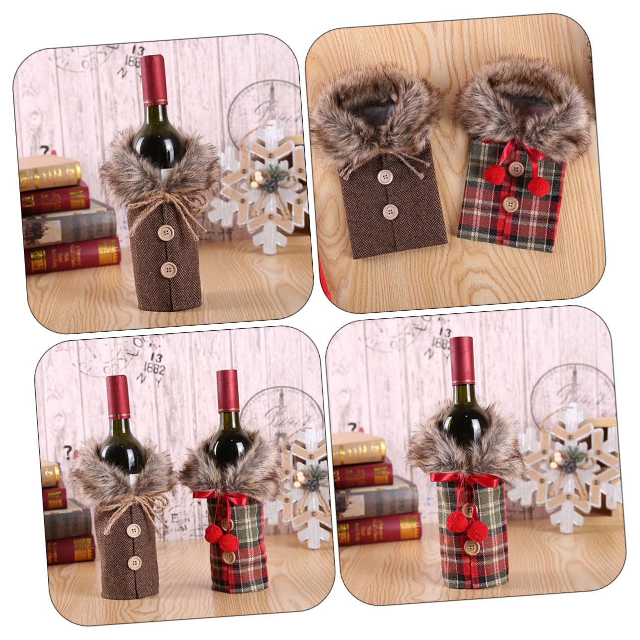 VERDANVERSE 2 Pièces Housse de Bouteille de Vin pour Noël Housse Festive pour Fêtes Lot