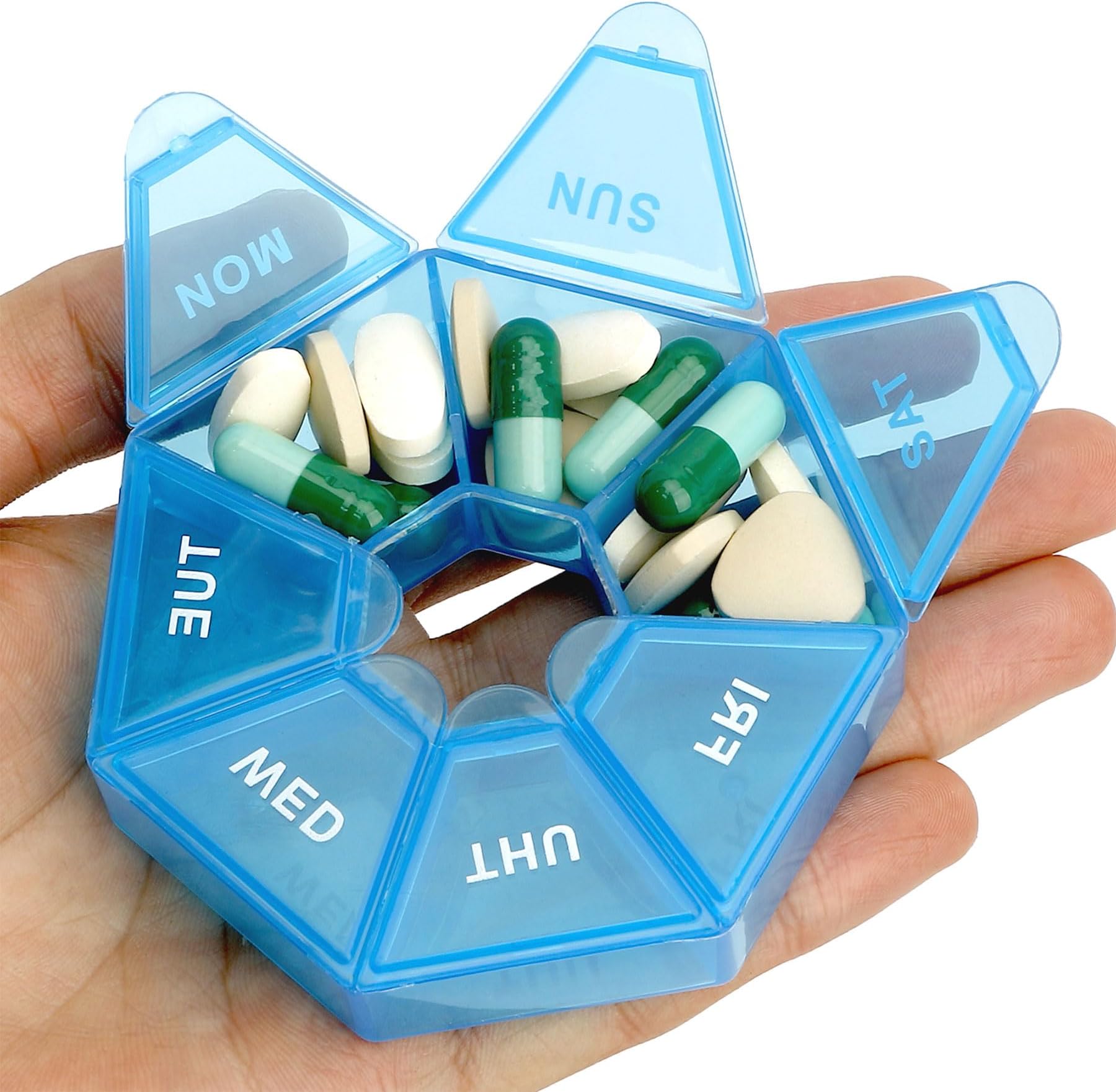 Pill Organizer 7 Day Pill Case Travel Pill Organizer Pill Box Organizer Travel Medicine Organizer Pill Container Pill Dispenser Travel Pill Case Large Pill Organizer أيام منظم أقراص السف