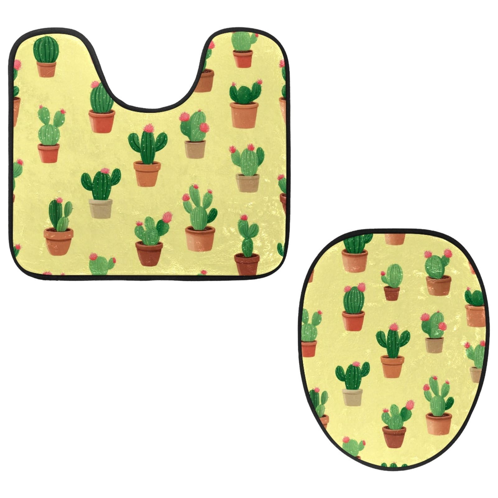 2 Pieces Flannel Toilet Contour Mat and Toilet Lid Cover, Soft Toilet Lid Cover Set Machine Washable Non Slip Contour Mat for Bathroom Decor Accessories