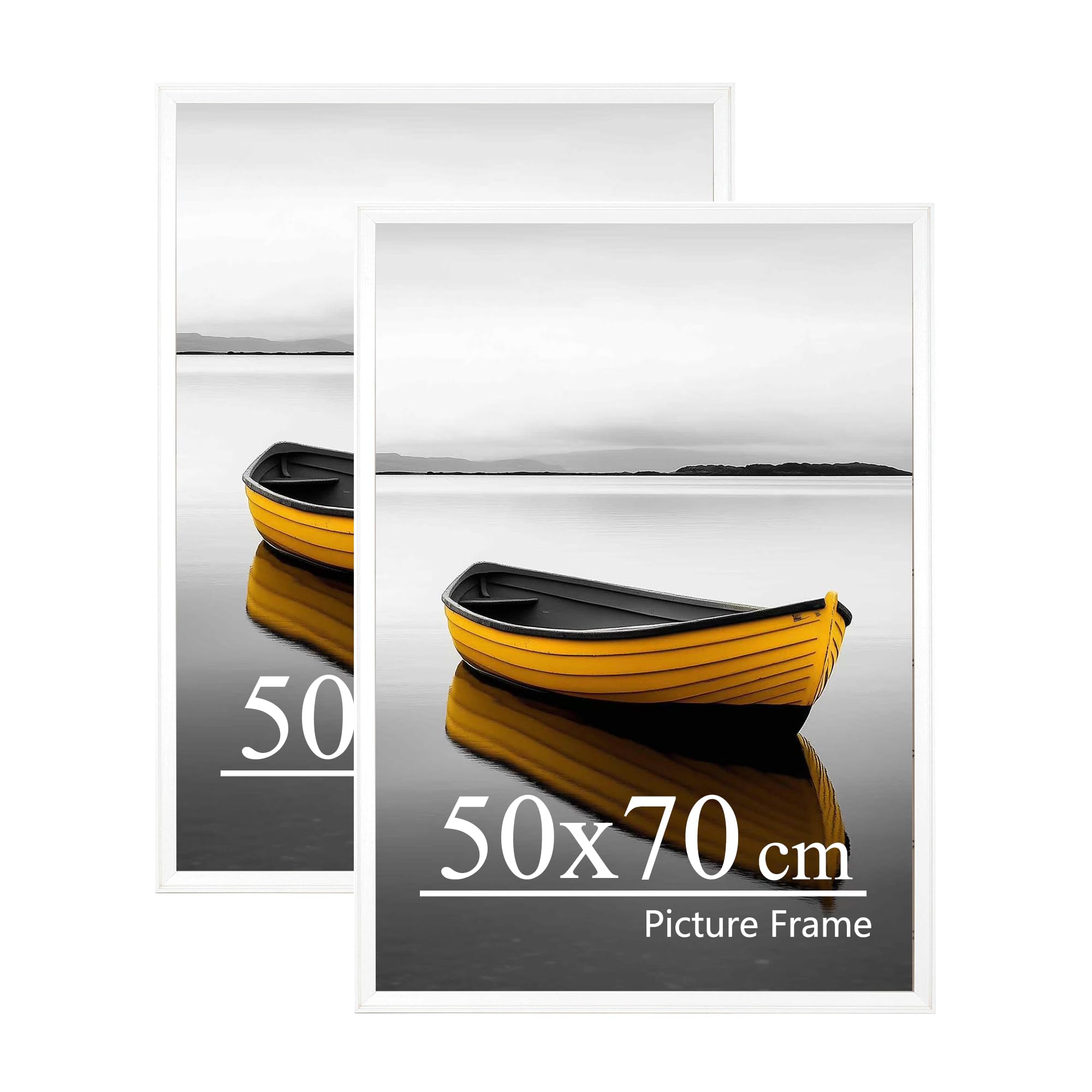 Baoee 50x70 white Picture Frame,Set of 2,photo frame with acrylic glass,Poster Frame