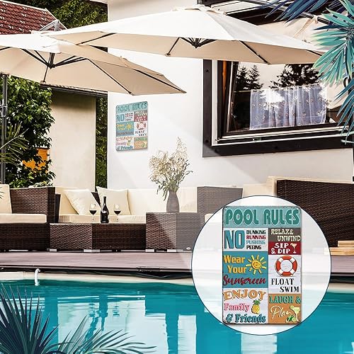 Miniatura 6 de Letreros de decoración de piscina al aire libre, decoración de piscina, letreros de reglas de piscina, disfrutar del tiempo de natación, accesorios