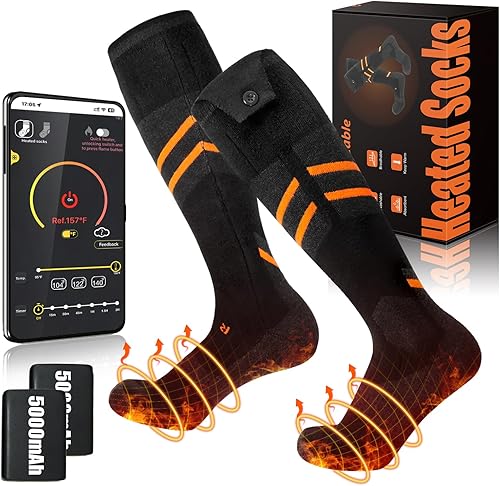 Calcetines térmicos para hombres y mujeres, calcetines eléctricos lavables con control de aplicación, calcetines térmicos recargables, calcetines de
