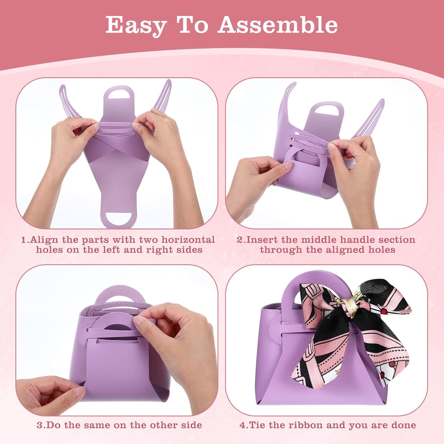 zisiueel 24 Pcs PU Leather Purse Gift Bags with Handles Ribbon Purse Party Favor Bags for Baby Showers Birthday Wedding Candy