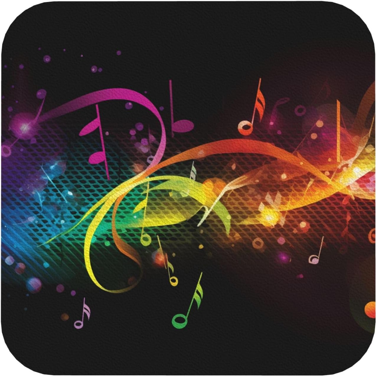 Colorful Music Notes Coasters for Drinks Set of 4 Leather Tea Cup Coaster Drink Coasters for Cup Kitchen Bar Home Decor Housewarming Gift image 2