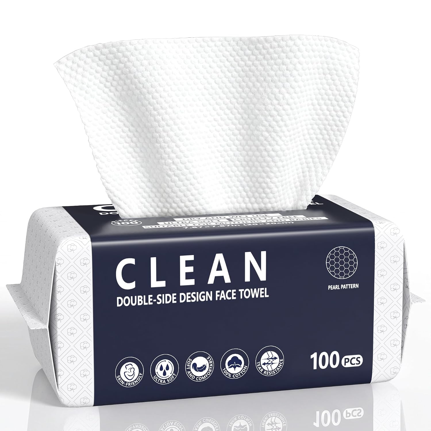 Face Towels, Disposable Face Towel 100 Count, Biodegradable Clean Facial Towels For For Sensitive Skin, Lint- free Dry Wipes, Soft & Thick Face Cloths for Makeup Remover, Skincare & Cleaning, Travel