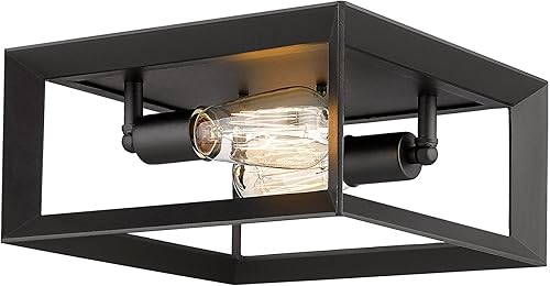 Emliviar 3040-2 BK - Lámpara de techo empotrada de 2 luces, 11 pulgadas para dormitorio, acabado negro con marco de aluminio, 3040-2 BK