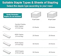 Vista 7 de AFMAT Engrapadora sin esfuerzo para escritorio, engrapadora de escritorio de 50 hojas, engrapadora ergonómica de oficina, grapadora táctil con un