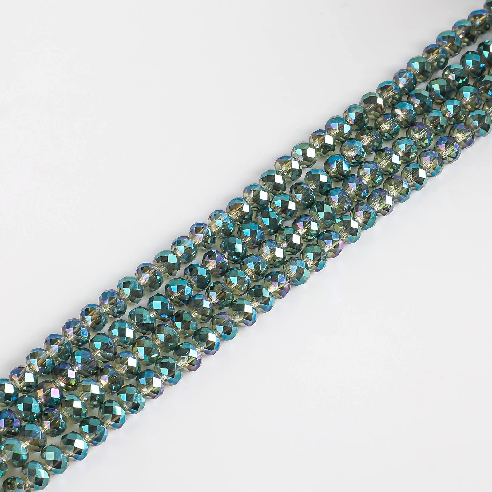 6mm Clear Green Rondelle Glass Beads for Jewelry Making 850pcs Faceted Briolette Shape Crystal Spacer Beads Assortments Supplies Accessories for Bracelet Necklace for Wholesale