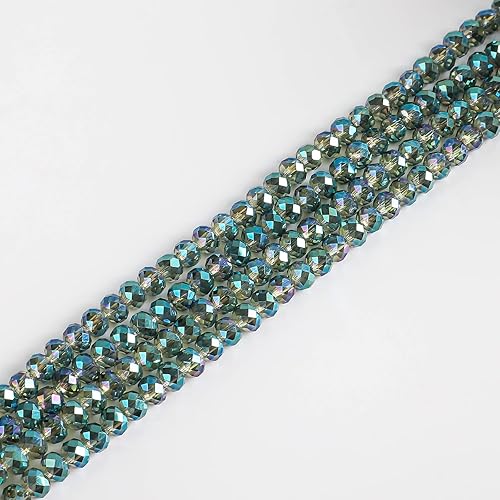 Cuentas de vidrio Rondelle verde transparente de 0.157 in para fabricación de joyas, 1200 cuentas espaciadoras de cristal facetadas en forma de