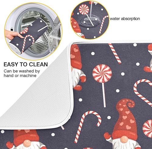 Miniatura 2 de Christmas Gnomes Dish Drying Mat Kitchen Counter Top Mat Kitchen Drainer Mat Tapete Para Cocina 16'' x 18''