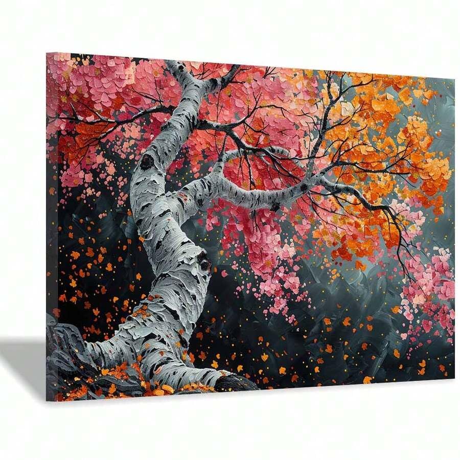 Tableau bouleau rose 21x30 cm pour deco de chambre chaleureuse