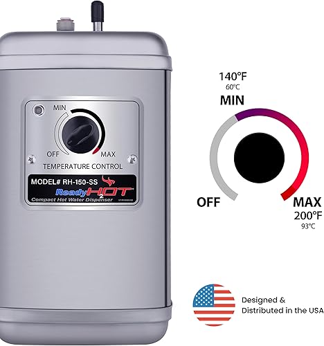 Miniatura 3 de Ready Hot Depósito dispensador de agua caliente instantáneo compacto, montado en la pared, control de temperatura ajustable, tanque solo sin grifo