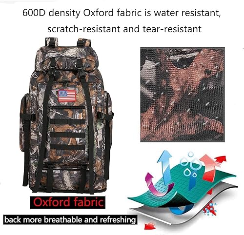 Miniatura 3 de W WINTMING Mochila de senderismo para hombres 70L100L, mochila militar Molle 3 días paquete de asalto para escalada