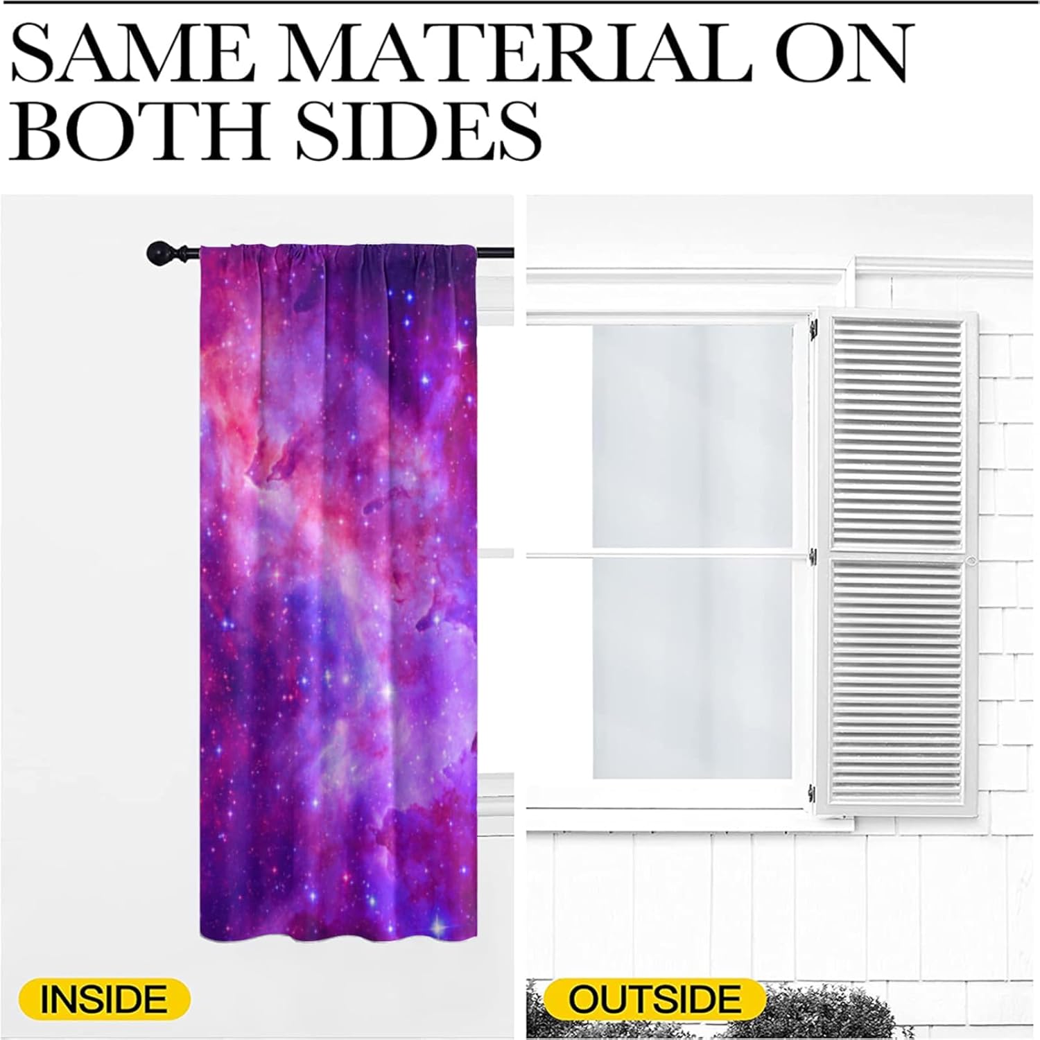 Starry Sky Night Curtains, Purple Universe Galaxy Nebula Ocean Blackout Rod Pocket Curtain for Home Decor Thermal Insulated Drapes Set Darkening Window Curtain for Bedroom Livingroom, 42x63 Inch