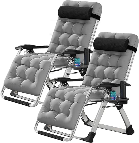 Silla de gravedad cero, sillón reclinable de césped, tumbona reclinable para patio, tumbona plegable portátil con cojín suave desmontable, soporte